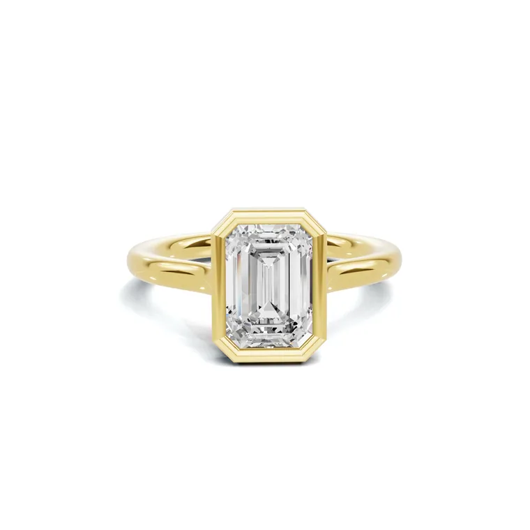 Emerald Halo Bezel Solitaire Ring