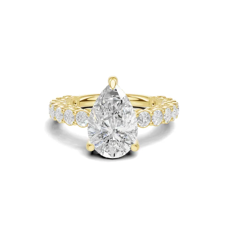 Pear Lumiere Pave Ring
